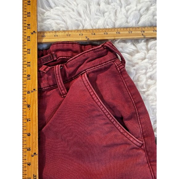 True Religion SportsWear Mens Denim Joggers 31x29 Dark Red Drawstring + Zip - Picture 3 of 10
